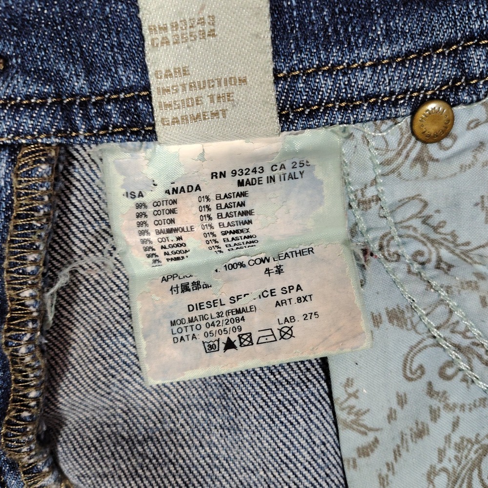 Diesel Matic Slim Skinny Jeans Womens 29x32 Dark Wash 008XT Studded Low Rise - Picture 6 of 12